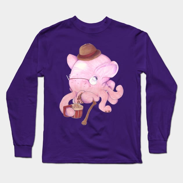 Quincey, Gentleman Octopus Long Sleeve T-Shirt by FishWithATopHat